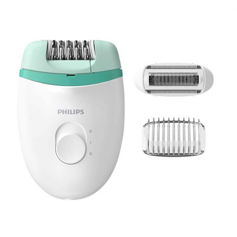 Philips Satinelle Essential Corded Compact Epilator, For Legs, White/Green, BRE224/00