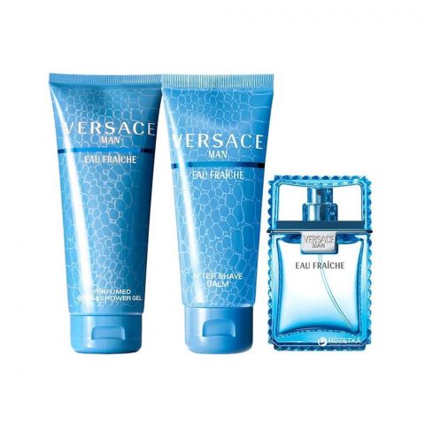 Versace Eau Fraiche Man Perfume Set For Men, EDT 5ml + Shower Gel 25ml + After Shave Balm 25ml