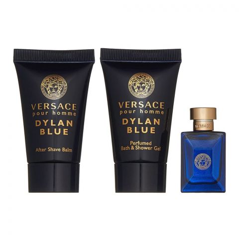 Versace Dylan Blue Perfume Set For Men, EDT 5ml + After Shave Balm 25ml + Shower Gel 25ml
