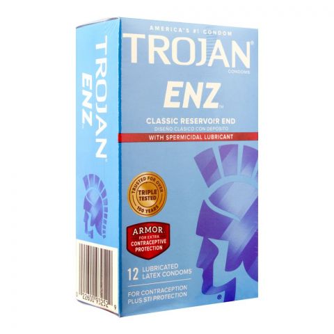 Trojan Enz Armor Spermicidal Lubricated Latex Condoms, 12-Pack