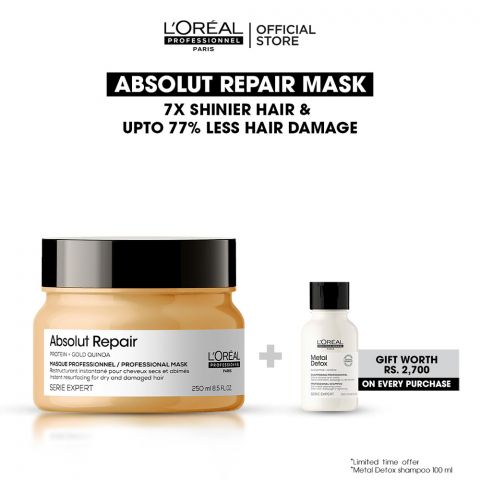 L'Oreal Serie Expert Protein+Gold Quinoa Absolut Repair Dry & Damage Hair Masque, 250ml