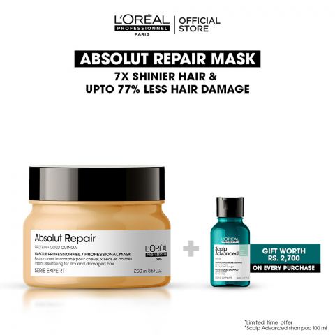 L'Oreal Serie Expert Protein+Gold Quinoa Absolut Repair Dry & Damage Hair Masque, 250ml