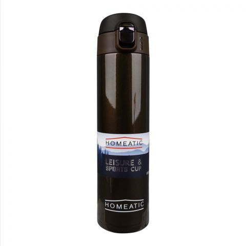 Homeatic Steel Water Bottle, 500ml Capacity, Brown, KD-837