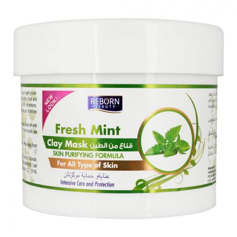 Reborn Beauty Fresh Mint Skin Purifying Formula Clay Face Mask, All Skin Types, 500ml