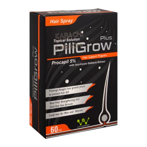 Piligrow Plus Topical Solution Hair Spray, For Hair Loss, 60ml