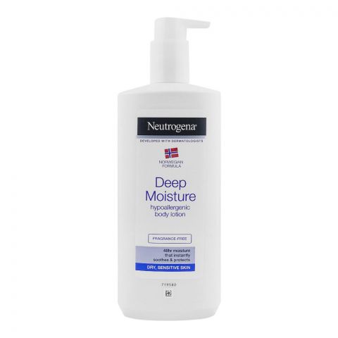 Neutrogena Deep Moisture Hypoallergenic Body Lotion, For Dry & Sensitive Skin, Fragrance-Free, 400ml