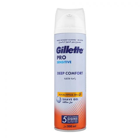 Gillette Pro Sensitive Deep Comfort Eucalyptus Oil Shave Gel, 200ml