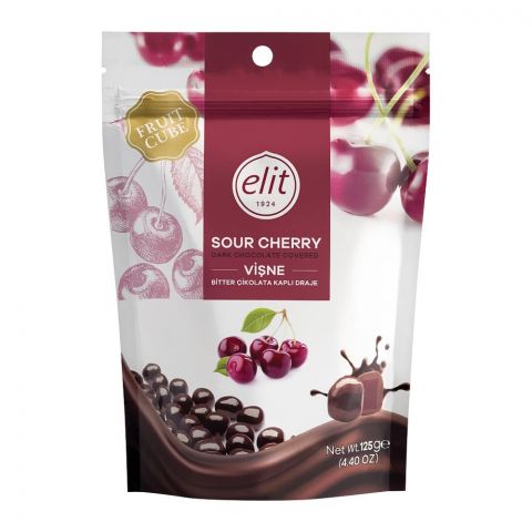 Elit Sour Cherry Fruit Cube Dark Chocolate Covered, 125g
