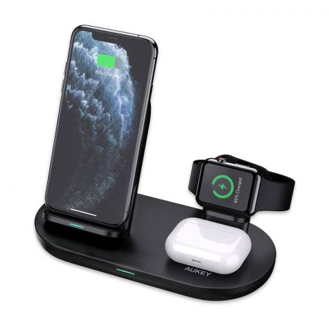 Aukey 3-in-1 Wireless Charging Station, Black, LC-A3