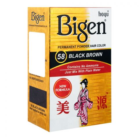 Bigen Powder Hair Color, 58 Black Brown