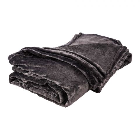 Plushmink Mansion Flannel Double Blanket, Dark Grey