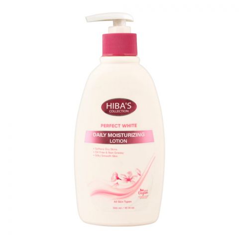 Hiba's Collection Perfect White Daily Moisturizing Lotion, All Skin Types, 300ml