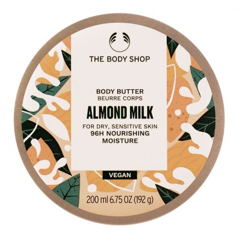 The Body Shop Almond Milk 96H Nourishing Moisture Vegan The Body Butter, Dry/Sensitive Skin, 200ml