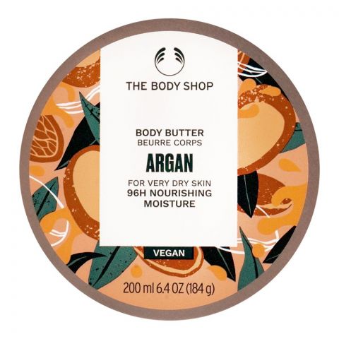 The Body Shop Argan 96H Nourishing Moisture Vegan The Body Butter, Very Dry Skin, 200ml