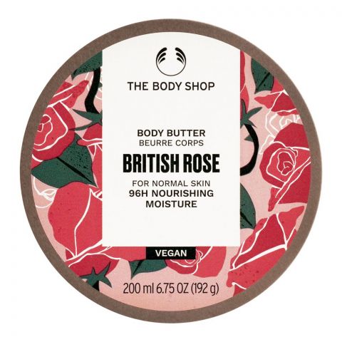 The Body Shop British Rose 96H Nourishing Moisture Vegan The Body Butter, Normal Skin, 200ml