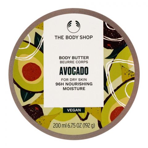 The Body Shop Avocado 96H Nourishing Moisture Vegan The Body Butter, Dry Skin, 200ml