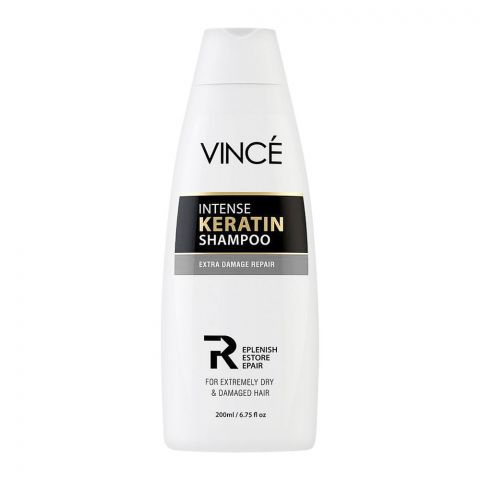 Vince Intense Keratin Extra Damage Repair Shampoo, For Extremely Dry & Damaged Hair, 230ml