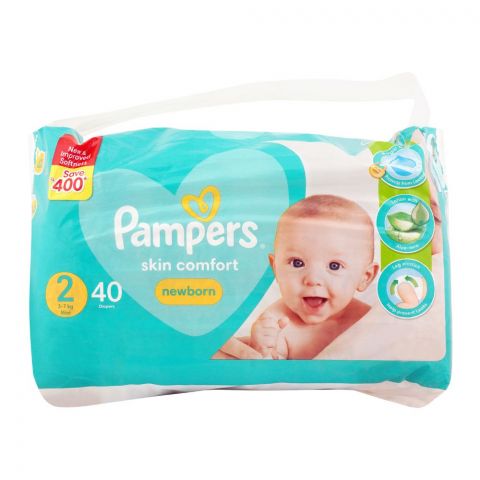 Pampers Skin Comfort Newborn Diapers No.2, Mini, 3-7 KG, 40-Pack