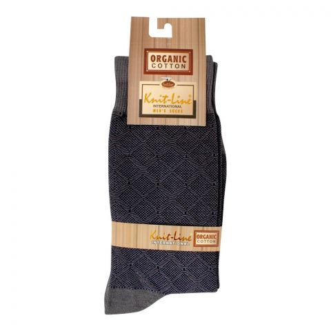 Knit Line Mens Organic Cotton Jakard Lycra Socks, JC-Grey