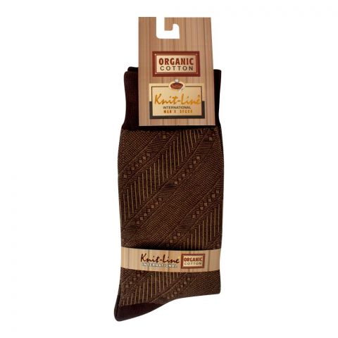 Knit Line Mens Organic Cotton Jakard Lycra Socks, JC-Light Brown