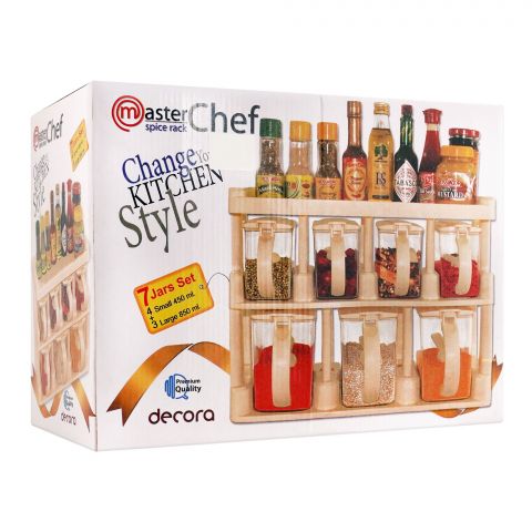 Appollo Master Chef Spice Rack, 7 Jars Set, Brown