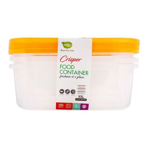 Appollo Crisper Food Container 3's Set, Orange, 4 Liters