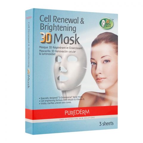 Purederm Cell Renewal & Brightening 3D Mask Sheets, 3-Pack