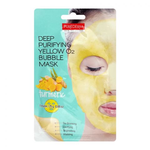 Purederm Turmeric Deep Purifying Yellow O2 Bubble Mask, 25g