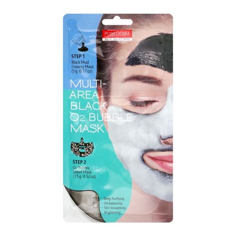 Purederm Multi-Area Black O2 Bubble Mask, 15 + 5g