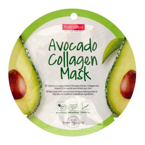 Purederm Avocado Collagen Mask, 18g