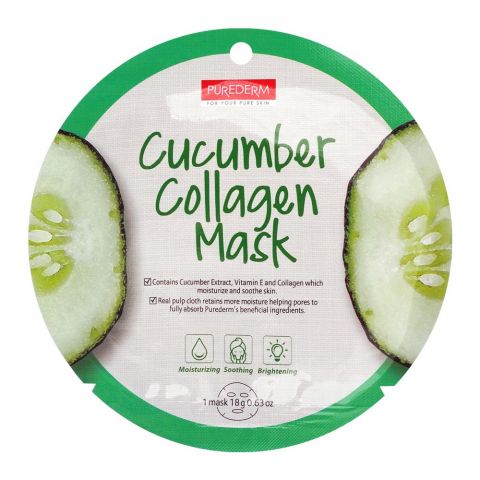 Purederm Cucumber Collagen Mask, 18g