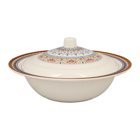 Sky Melamine Bowl With Lid, Golden, Stylish Design, Food Storage Solution