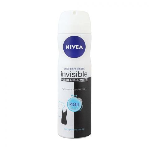 Nivea 48H Invisible Black & White Pure Anti-Perspirant Body Spray, 150ml
