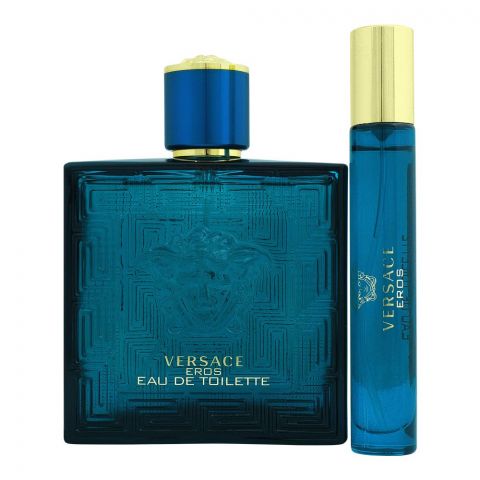 Versace Eros Perfume Set For Men, EDT 100ml + EDT 10ml + Trousse