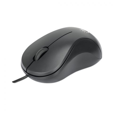 Manhattan Wired Optical USB Mouse, For Right/Left Handed Users, 3 Buttons, Black, 190107