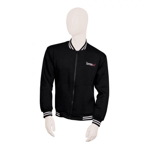 Basix Men's Black Fleece Zipper Jacket, MJ-54