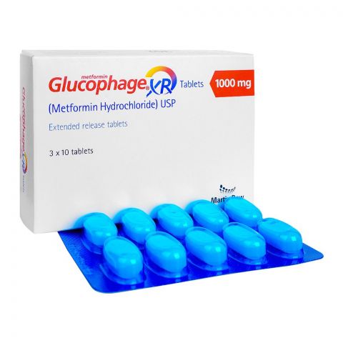 Martin Dow Glucophage XR Tablets, 1000g, 3 X 10 Tablets