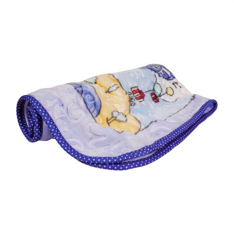 Plushmink Kitten Gold Silk Cloudy Cot Baby Blanket, Blue