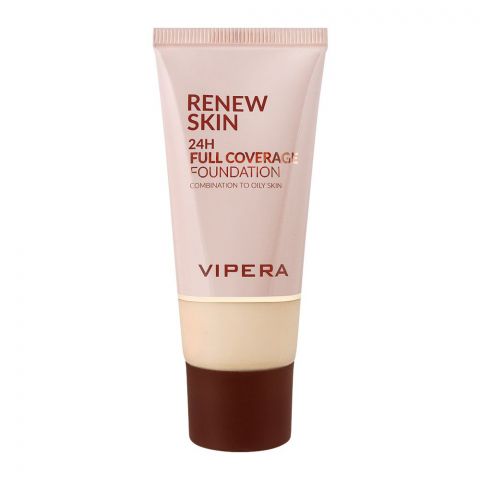Vipera Renew Skin 24H Full Coverage Foundation Combination To Oily Skin, 01 Nude