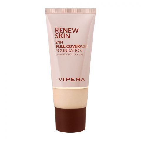 Vipera Renew Skin 24H Full Coverage Foundation Combination To Oily Skin, 02 Fair