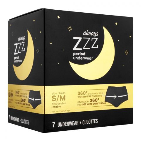 Always ZZZ Overnight Disposible Period Underwear Size S/M 7's