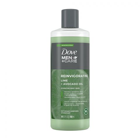 Dove Men+Care Reinvigorating Lime+Avocado Oil Hydrating Body Wash, 532ml