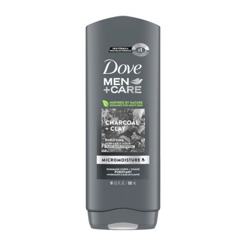Dove Men+Care Charcoal+Clay Purifying Body+Face Scrub, 532ml