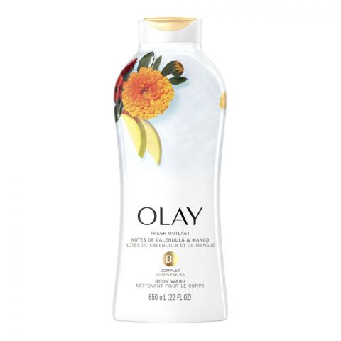 Olay Fresh Outlast Notes Of Calendula & Mango Vitamin B3 Complex Body Wash, 650ml