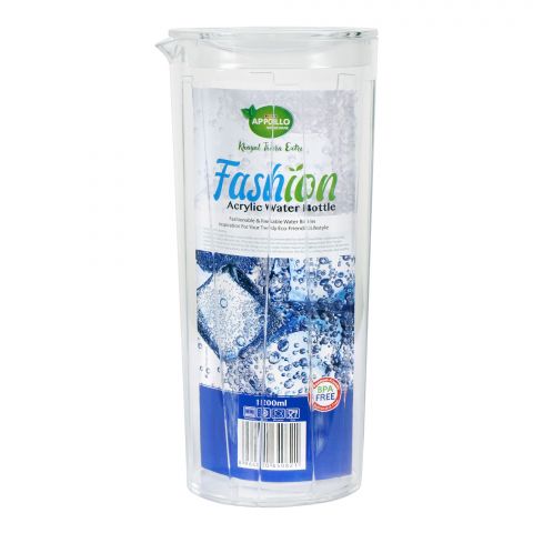Appollo Fashion Acrylic Water Bottle, 1200ml, White