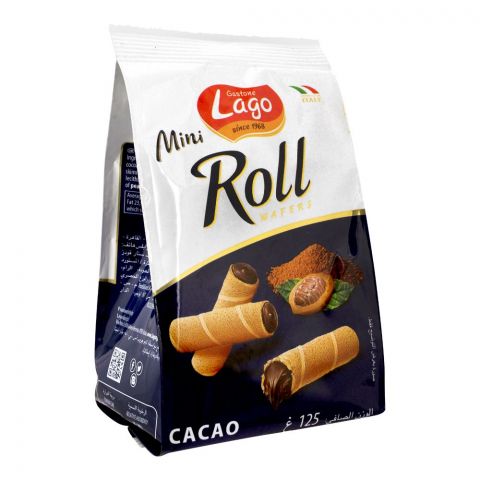 Lago Mini Roll Cocoa Wafers, 125g