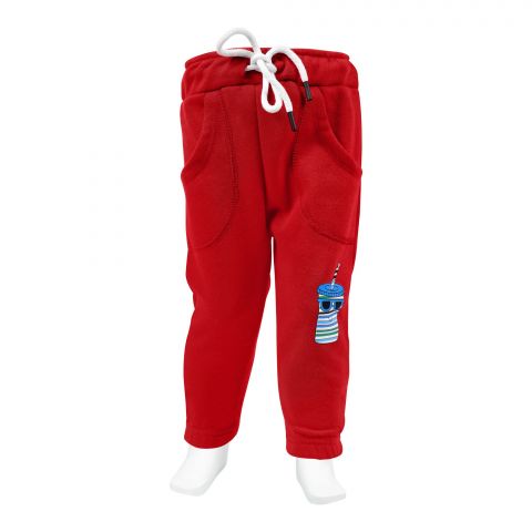Baby Nest Fleece Jogger Pants For Kids, Red-Soda Glass, BNBJP-25