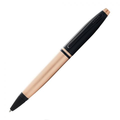 Cross Calais Brushed Rose Gold And Black Lacquer Ballpoint Pen, AT0112-27