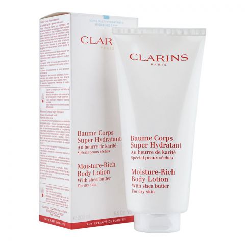 Clarins Paris Moisture-Rich Shea Butter Body Lotion, Dry Skin, 200ml