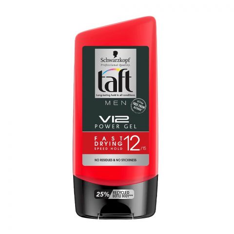 Schwarzkopf Taft Men V12 Fast Drying Power Hair Gel, 150ml
